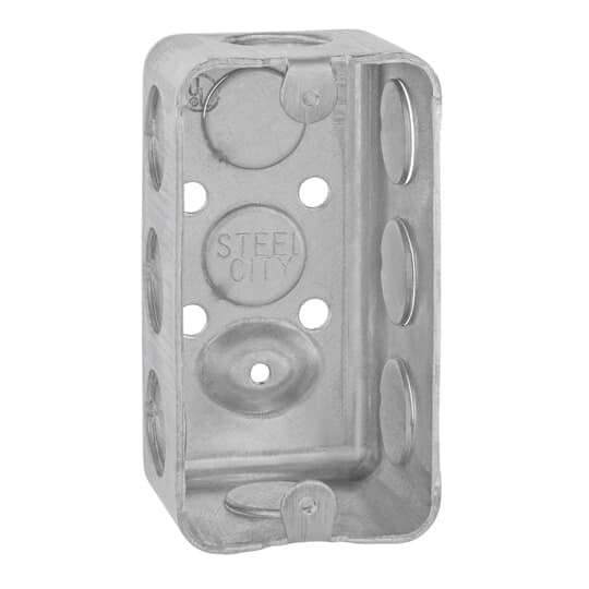 58361-1/2 Steel City Drawn Style Utility Box, Steel, 13 cu-in Capacity, 1 Gangs, 1 Outlets, 10 Knockouts