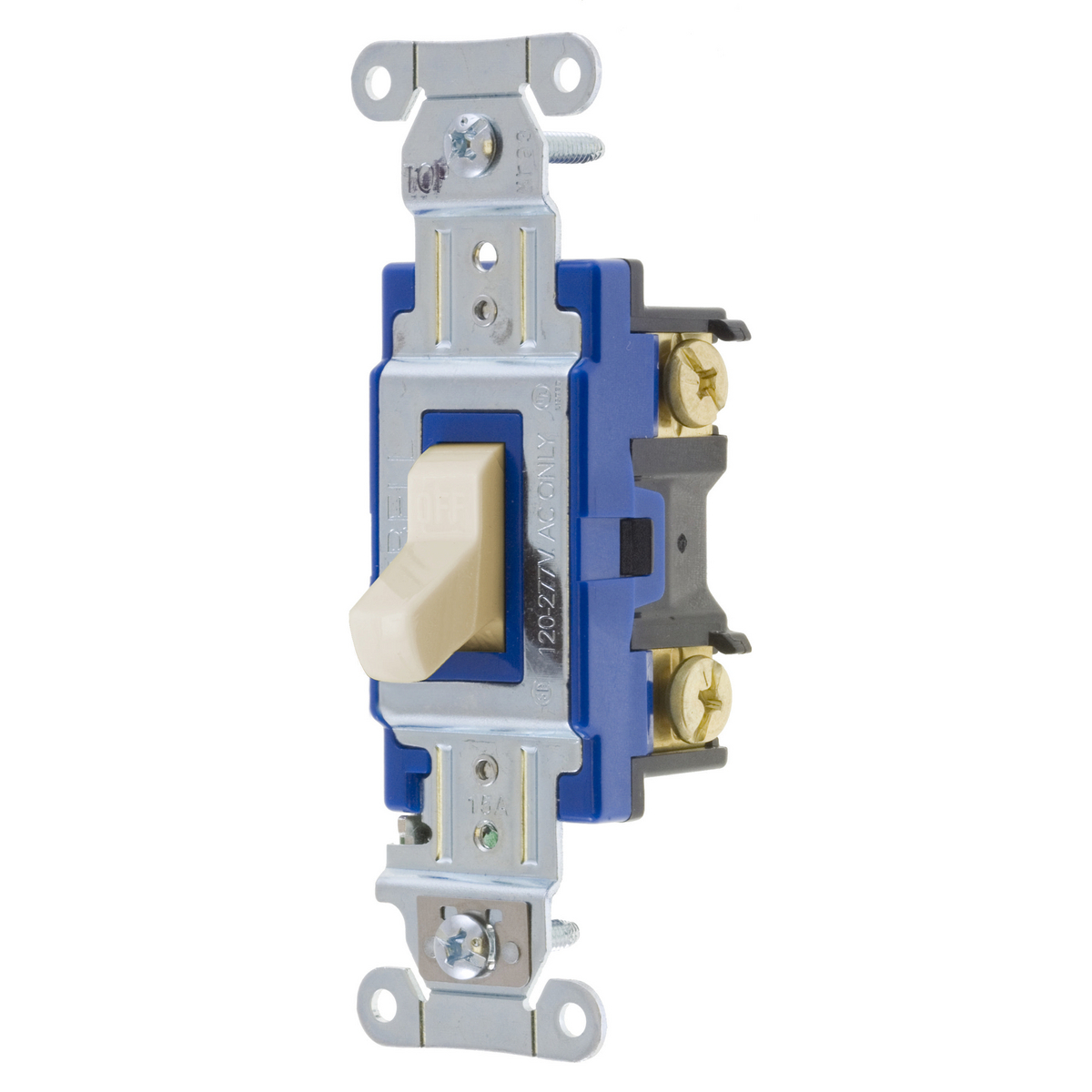 1201LA 2-Position Heavy Duty Standard Toggle Switch, 120 to 277 V AC, 15 A, 4155 W Power Rating, 2-Position Contact
