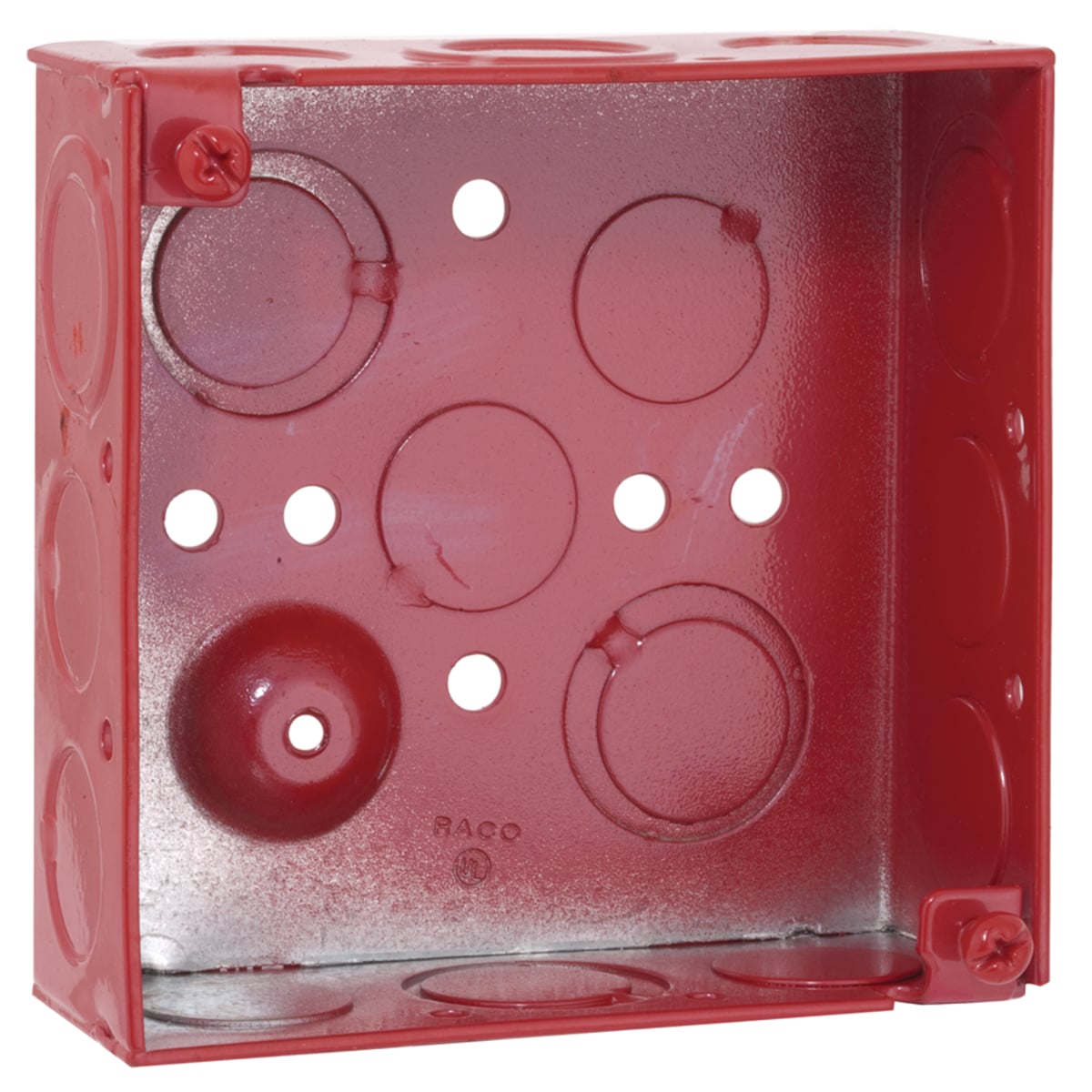 911-9 Square Box, Steel, 21 cu-in Capacity, (16) Knockouts, 4 in H x 4 in W x 1-1/2 in D