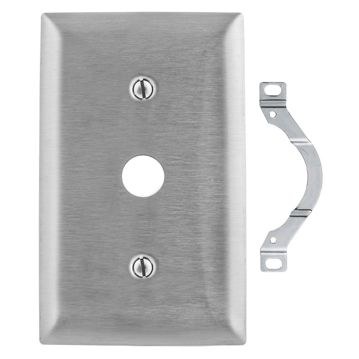 SS738 Stamped Standard Telephone Wallplate, 1 Gangs, 4-1/2 in L x 2.87 in W, 302/304 Stainless Steel, Box Mount