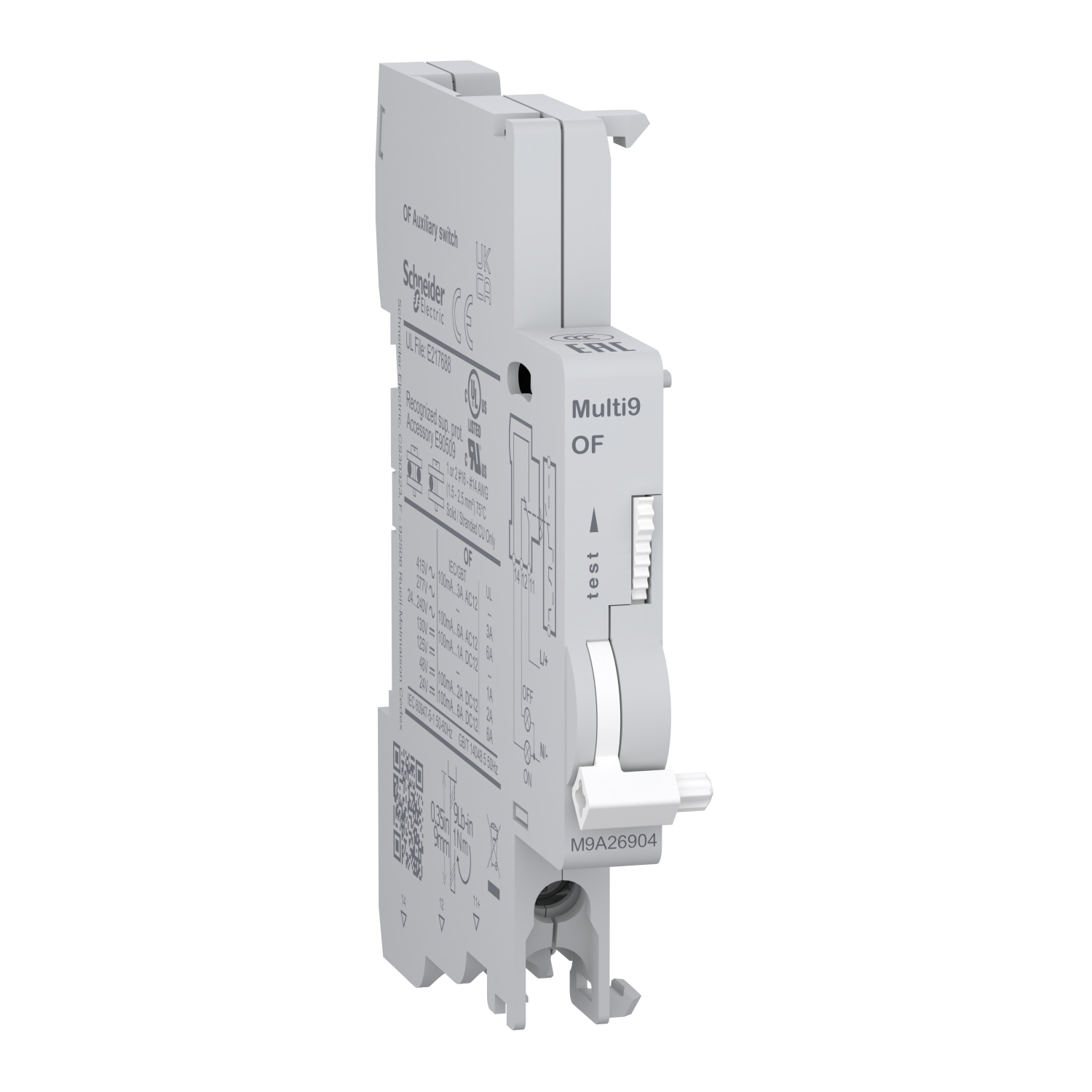 M9A26904 Auxiliary Contact, 24 to 415 VAC, 24 to 130 VDC, 100 mA to 6 A, 1 Contacts, Clamp Terminal Connection