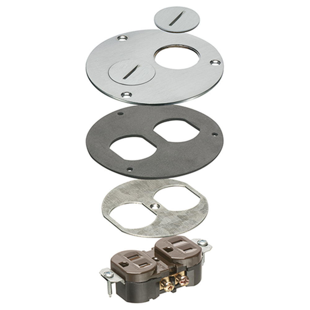 FLB3520NLTK Cut-In Floor Box Trim Kit, Plastic/Nickel, 1 Gang