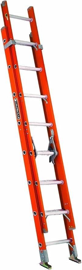 FE3220-E34 FE3200 Extra Heavy Duty Multi-Section Professional Extension Ladder With Automatic Adjusting Leveler, 20 ft OAL, ANSI Code: Type IA, 300 lb Load, Fiberglass, 12 in Adjustable Increments