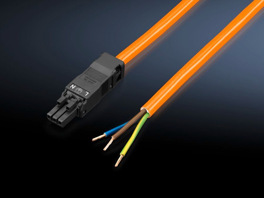 2500500 In-Feed Connection Cable, For Use With LED System Light, 100 to 240 V AC, 1-Phase, 50/60 Hz, 3-Pole, 16 AWG, Orange