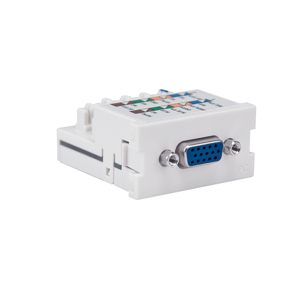 41295-VPW QuickPort PC End VGA Enhanced Video Connector, Female Connector, 110 IDC Termination, Snap-Fit Mount, White