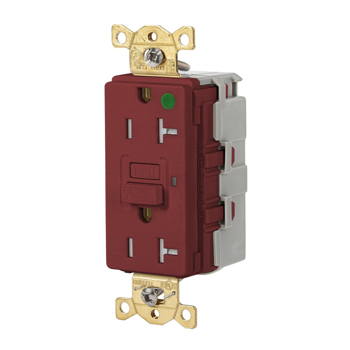 SNAPGFTW83R Heavy Duty GFCI Receptacle, 125 V AC, 20 A, 2 Poles, 3 Wires, Red