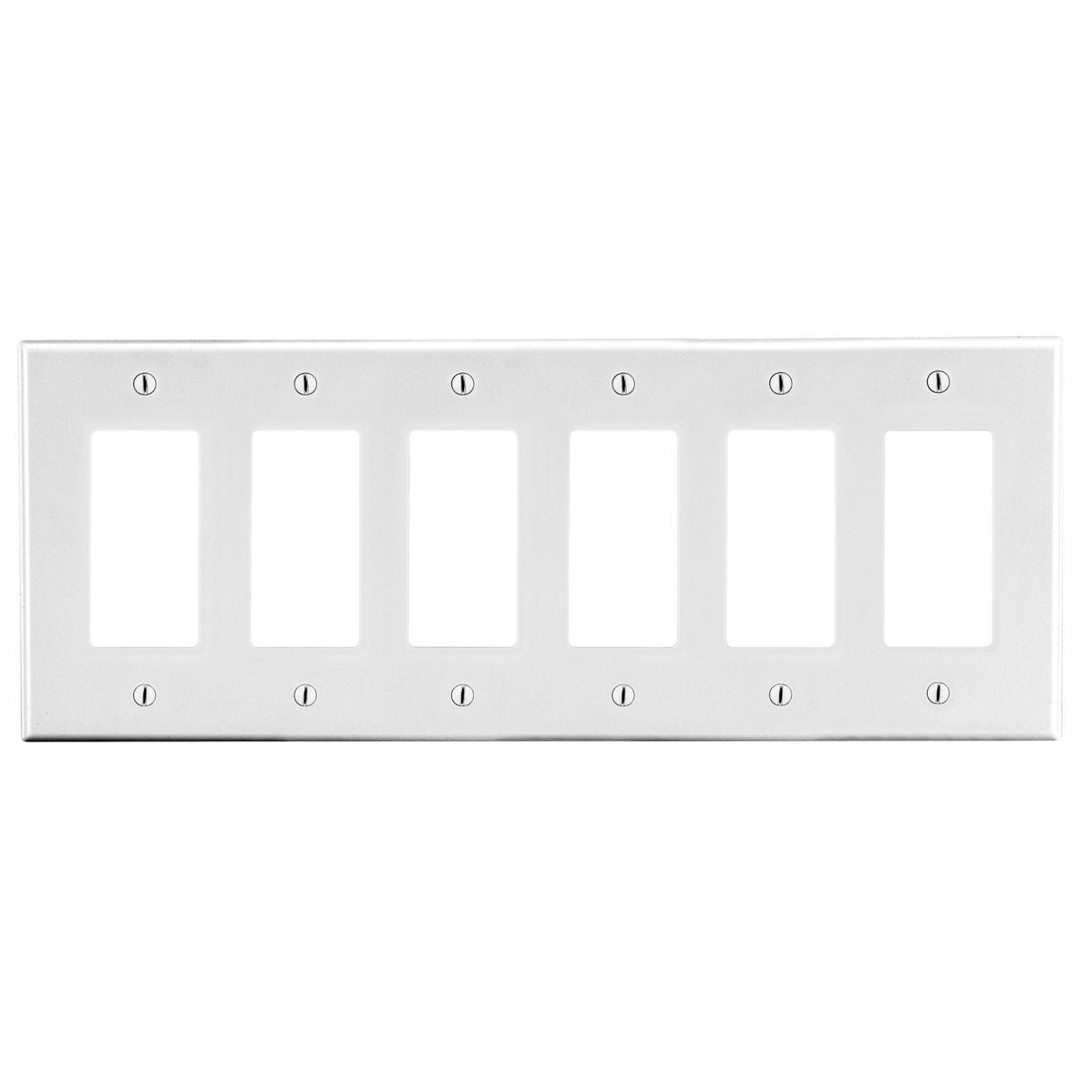 P266W Standard Wall Plate, 6 Gangs, 11.94 in W x 4.63 in H, Polycarbonate Thermoplastic, White