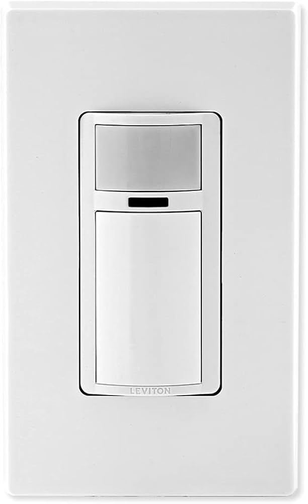 DVS02-1LW Decora 1-Pole Relay Vacancy Motion Sensor, 120 V AC, Passive Infrared Sensor, 900 sq-ft Coverage, 180 deg Viewing