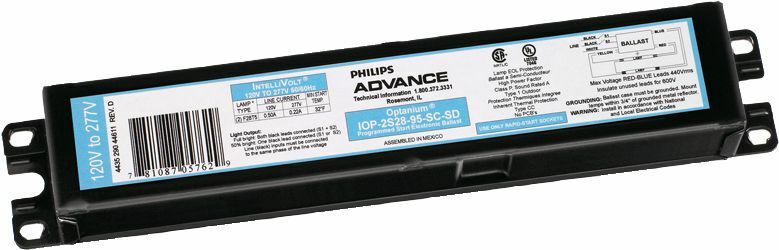 IOP2S2895SCSD35M Optanium Electronic Fluorescent Ballast, Programmed, High, 2 Lamps, 50-60 Hz, 120-277V, 28W