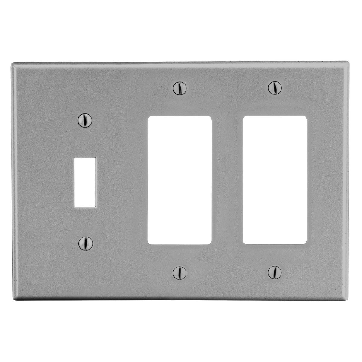 P1262GY Non-Metallic Standard Wall Plate, 3 Gangs, 6.5 in W x 4.63 in H, Polycarbonate Thermoplastic, Gray