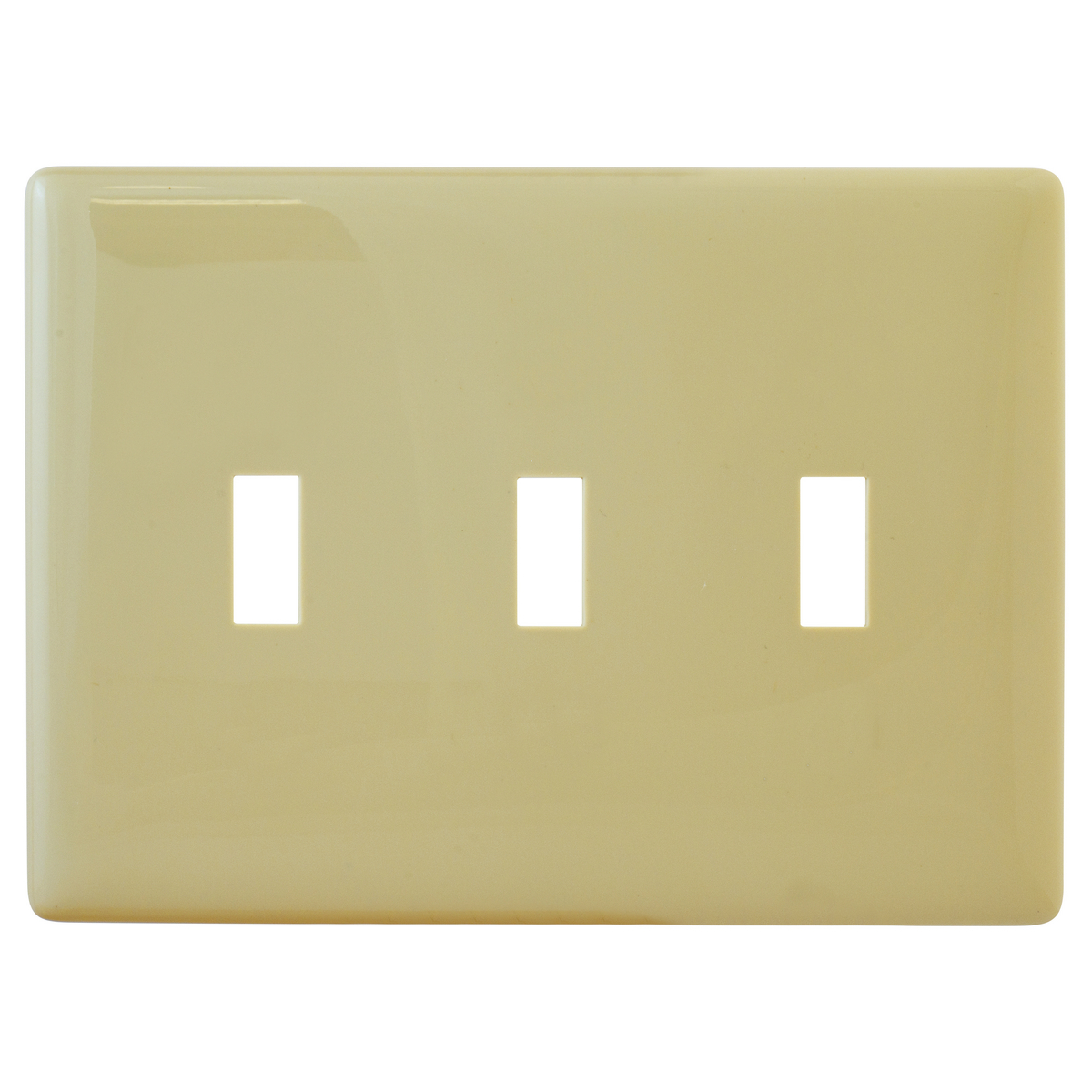 NPS3I Screwless Standard Wall Plate, 3 Gangs, 6.62 in W x 4.75 in H, Polycarbonate, Ivory