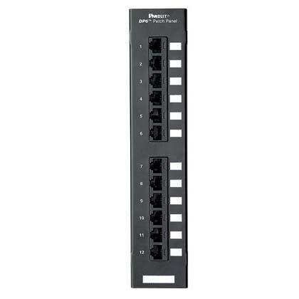 DP5e  Flat Cat 5e Punchdown Patch Panel 12 Ports, 1RU, Black