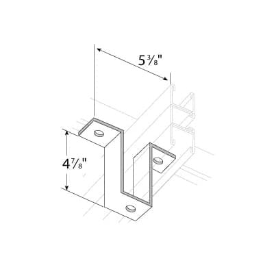 AN211 Superstrut 200 U-Shaped Support, (3) Holes, 5-3/8 in L, For Use With A Series Channel, Steel
