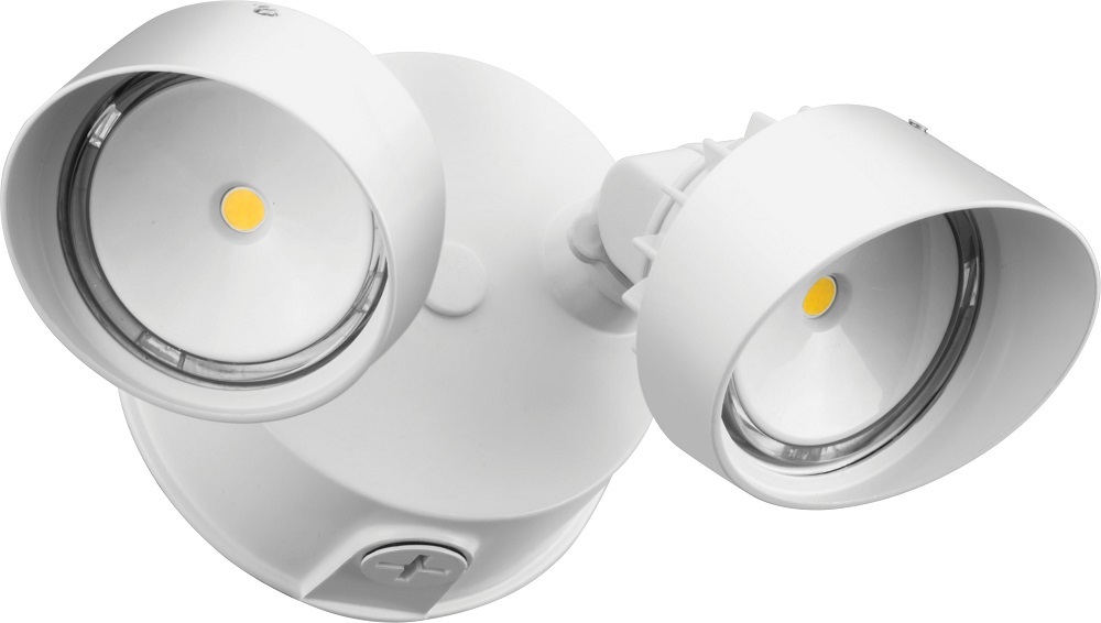 OLF 2RH 40K 120 WH M4 2 Head Round Motion Security Floodlight, LED Lamp, 25 W Fixture, 120 VAC, White Housing
