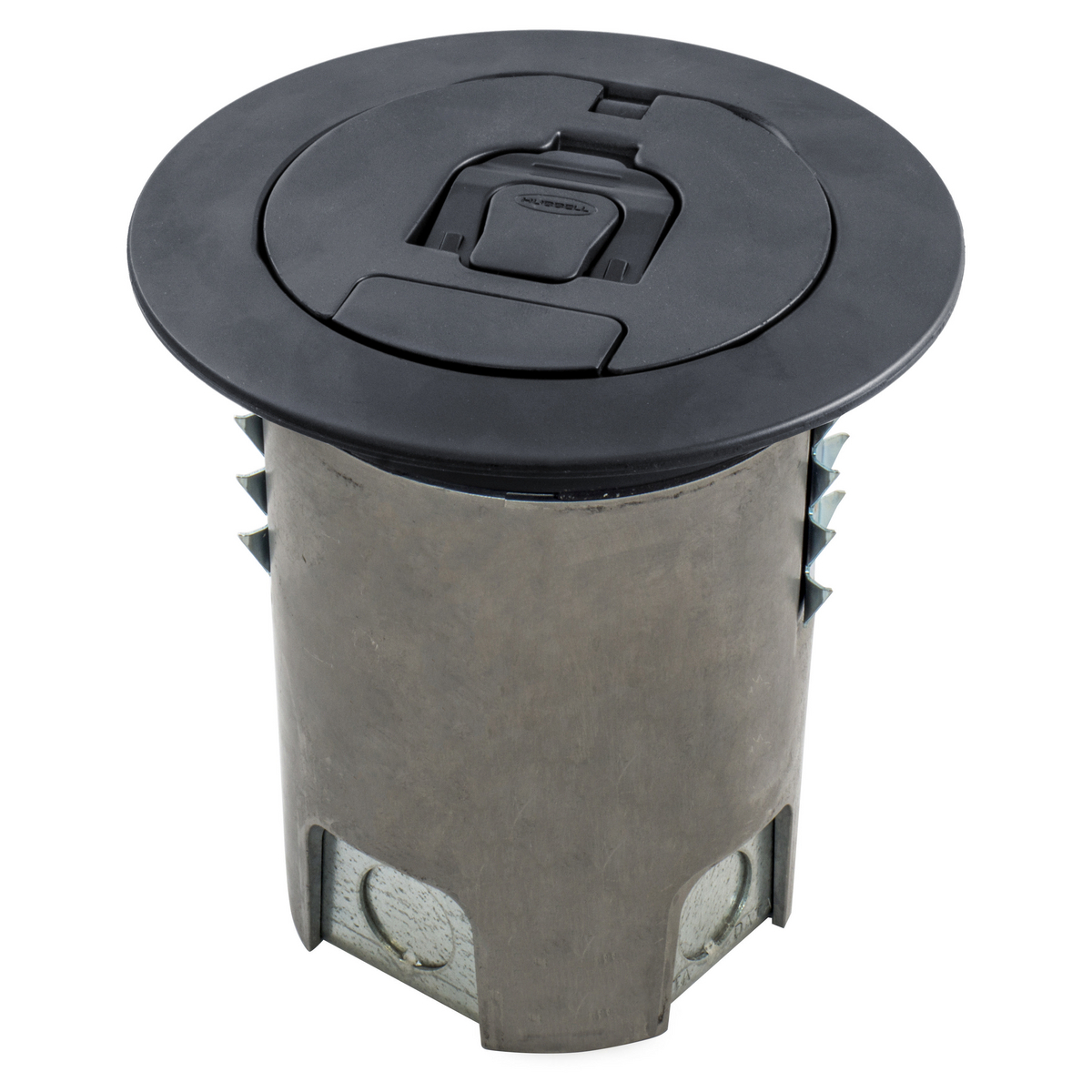 AFBS1R4BLK Raised Access Standard Floor Box With Black Powder Coated Cover, Composite, 5 Knockouts, 5.65 in H