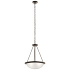 Ritson? 3 Light Inverted Pendant with Satin Etched Glass in Olde Bronze? is a new take on the classic silhouette. With Satin Etched Glass, its clean, simple presence brings a little nostalgia and charm to your space.