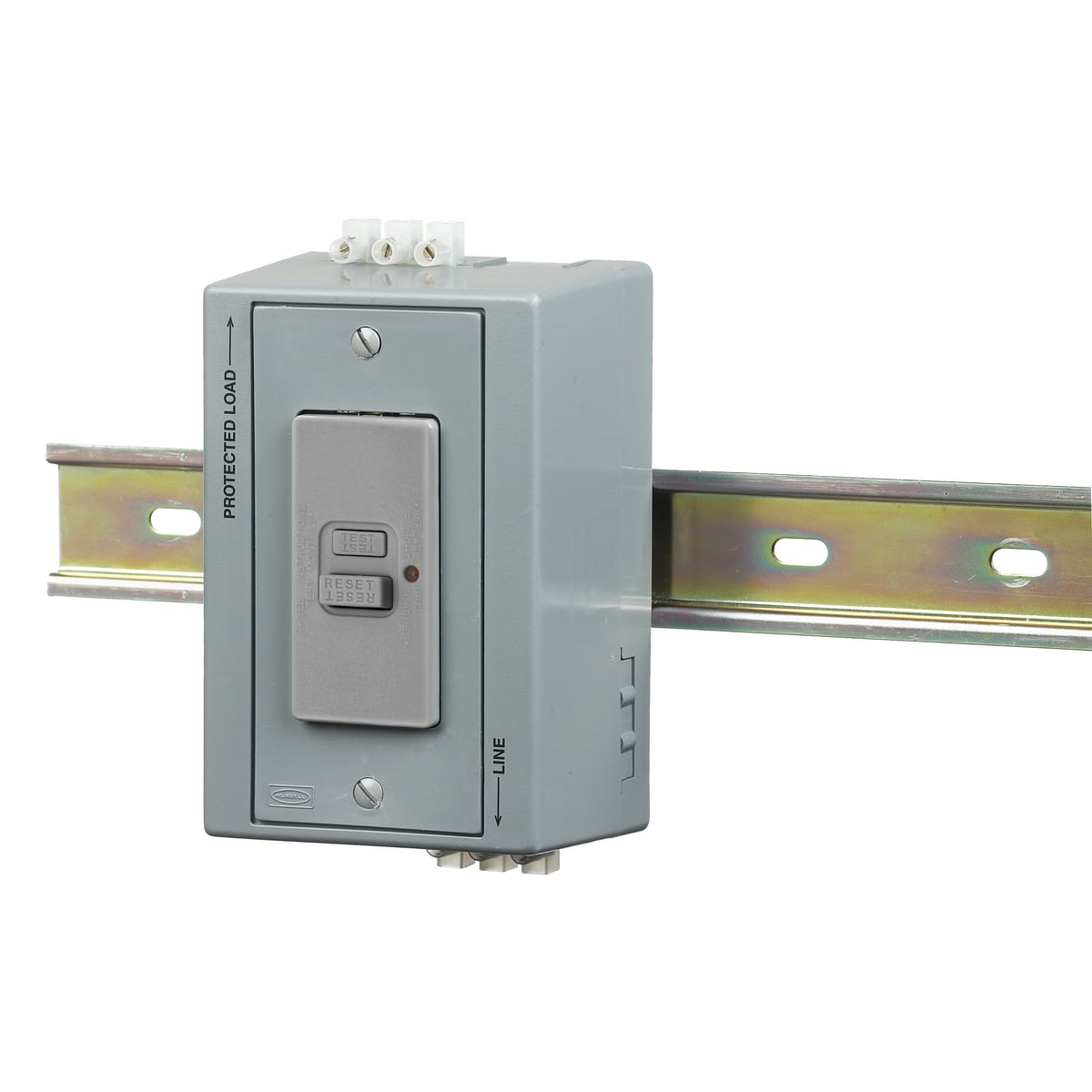 DRUBGFI20BFAC GFCI Duplex Receptacle Din Rail Utility Box With Auxiliary GFCI Contact, 125 V AC, 20 A, 1 hp Power Rating, 2 Poles, 3 Wires
