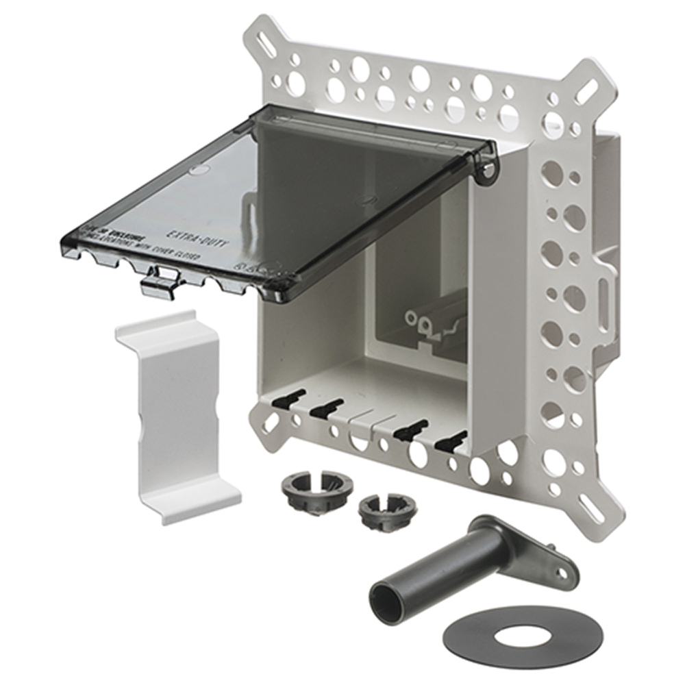 DBVM2C InBox 1-Piece Low Profile Electrical Box, Plastic, 22 cu-in Capacity, 2 Gangs, 9.058 in L x 8.992 in W x 5.142 in D