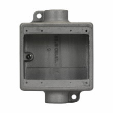FSC32 Condulet Type FSC Shallow Device Box With Ground Screw, Copper-Free Aluminum, 15.8 cu-in Capacity, 2 Gangs, 2 Outlets, 1 Knockout, 2-3/4 in W x 1-7/8 in D x 6-9/32 in H