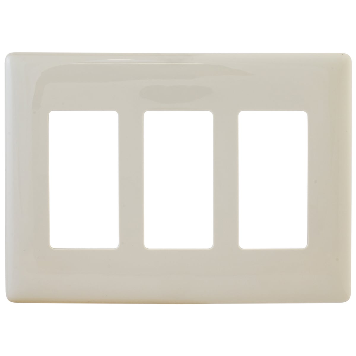 NPS263LA Non-Metallic Standard Decorator Wall Plate, 3 Gangs, 4.75 in W x 6.62 in H x 0.25 in D, Nylon, Light Almond