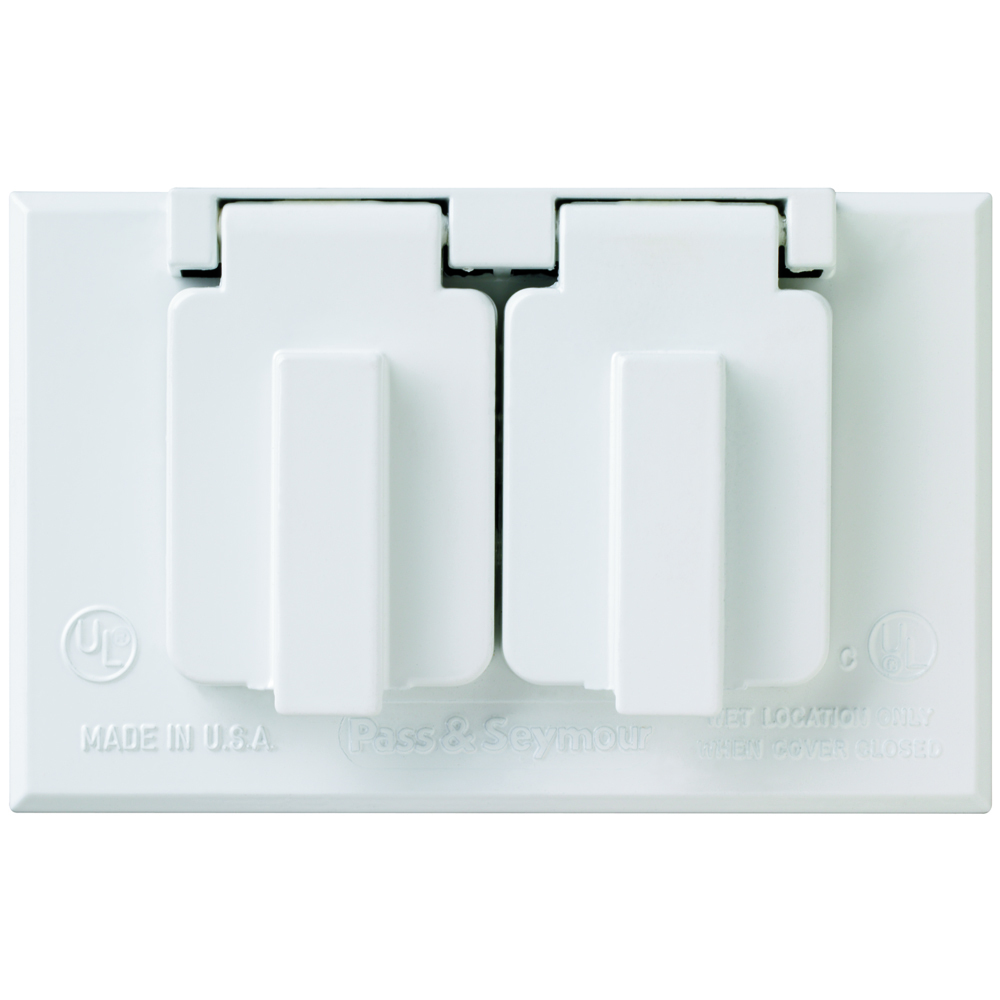 CA8WH Cast Weatherproof Cover Duplex Receptacle Horizontal, White