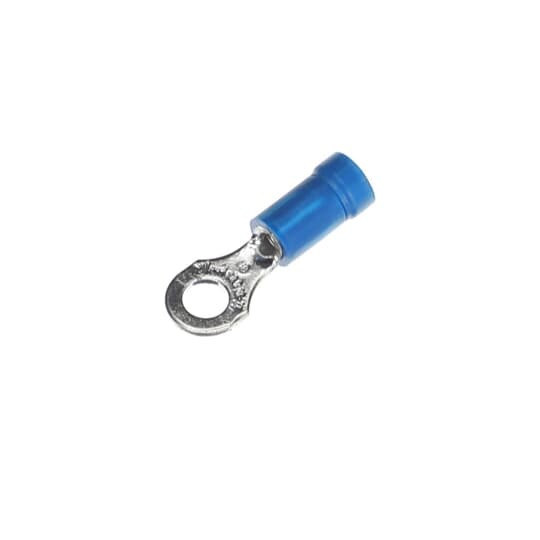 RB867 Sta-Kon RB Series Insulated Ring Terminal, 18 to 14 AWG Conductor, 0.97 in L, Brazed Seam Barrel, Copper, Blue