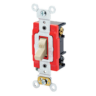 1223-2I 3-Way Self-Grounding AC Quiet Toggle Switch, 120/277 V AC, 20 A, 800 W, 1000 VA Power Rating
