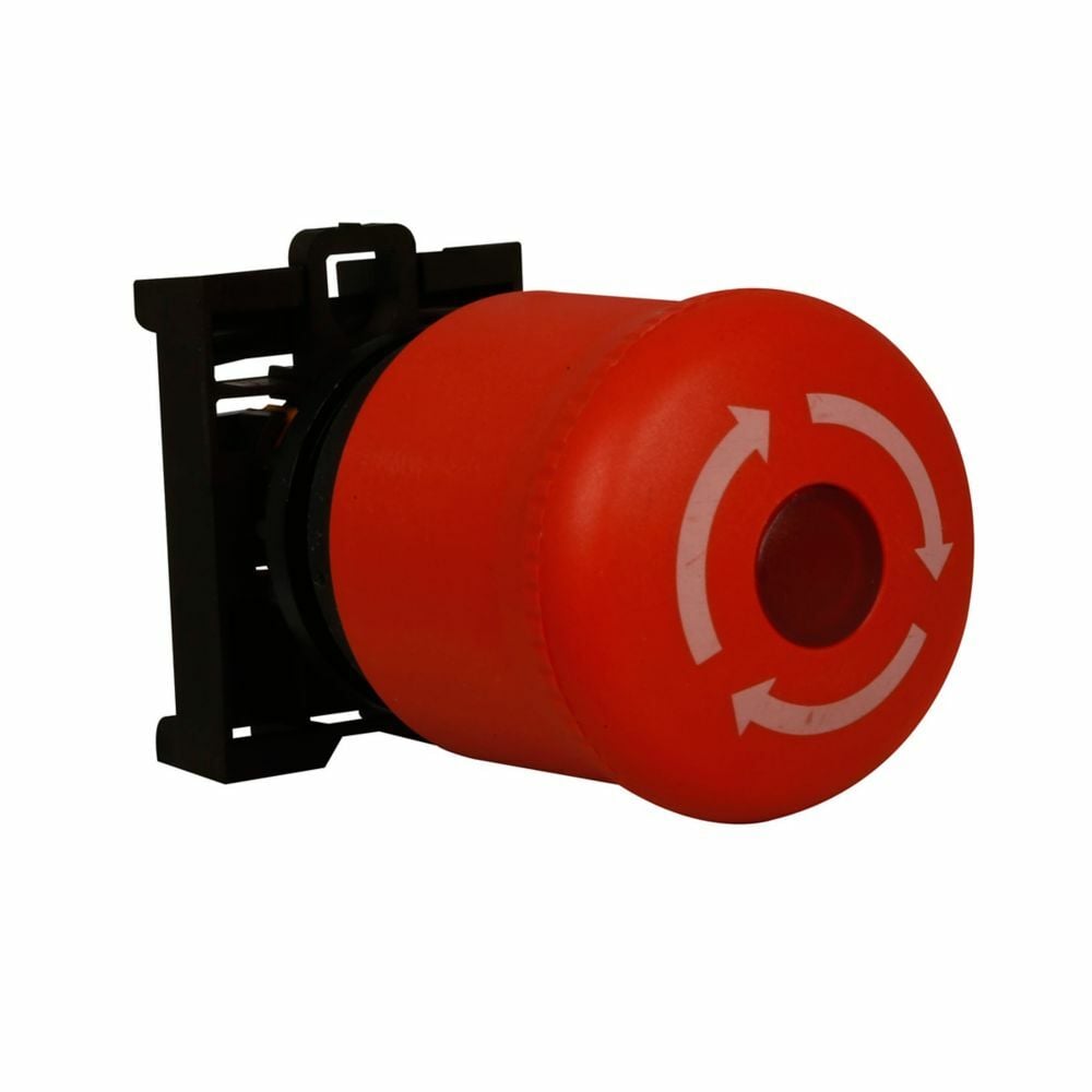 M22-PVLT-K12-R Modular Illuminated Emergency Stop, 22.5 mm, 1NO-2NC Contact, Twist-To-Release Operator, Red