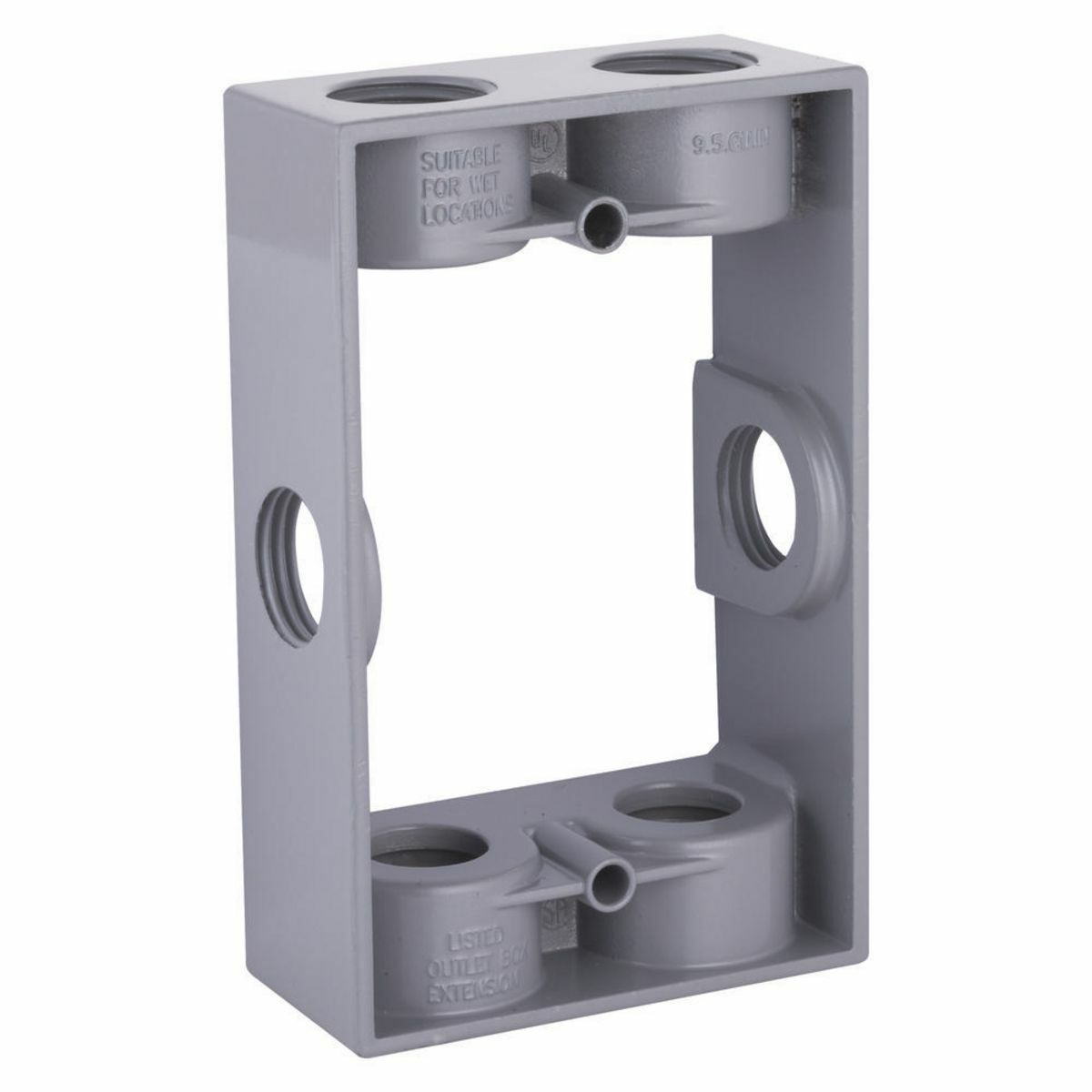 5400-0 Weatherproof Extension Adapter With Lug, 1 Gang, 4-9/16 in L x 3-1/2 in W x 1-1/2 in D, Die Cast Aluminum