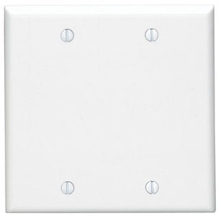 88025 Standard Size Blank Wall Plate, 2 Gangs, 4.56 in W x 4.5 in H, Thermoset Plastic, White