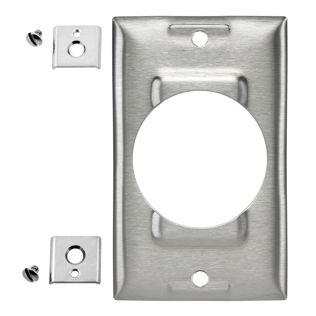 SS750 Stamped Standard Receptacle Wallplate, 302/304 Stainless Steel