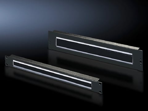 5502255 Cable Entry Panel With 19 in Brush Strip, 1U Unit Height, Carbon Steel/Plastic, Jet Black