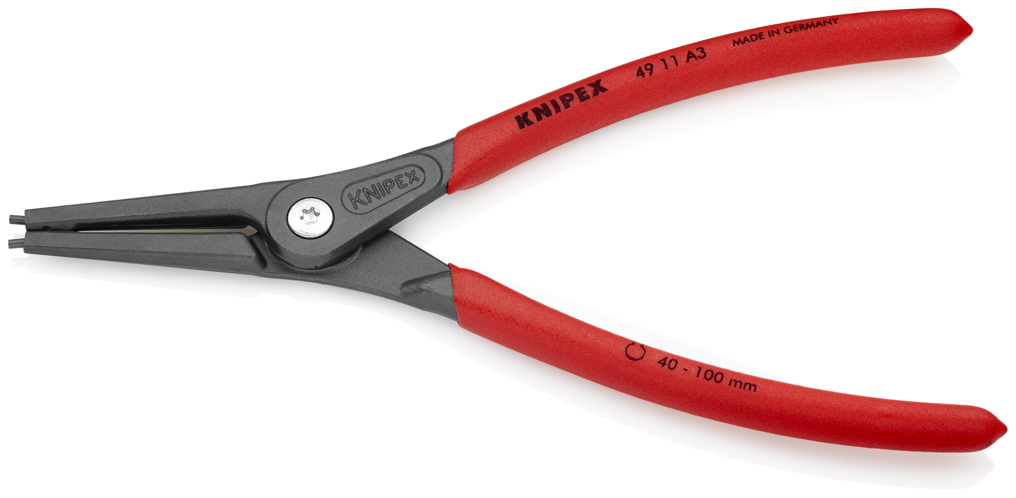 External Precision Snap Ring Pliers, 9 in., Non-slip plastic, 3/32 in. Tips, Bulk