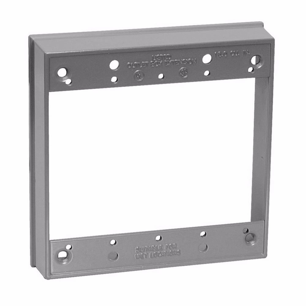 TP7123 Weatherproof Outlet Box Extension, 2 Gangs, 1-13/16 in L x 1 in D, Die-Cast Aluminum