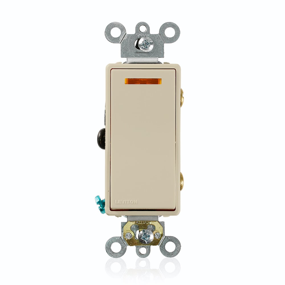 5633-2I Lighted Handle Self-Grounding Illuminated AC Quiet Switch, 120 V AC, 20 A, 1 hp Power Rating
