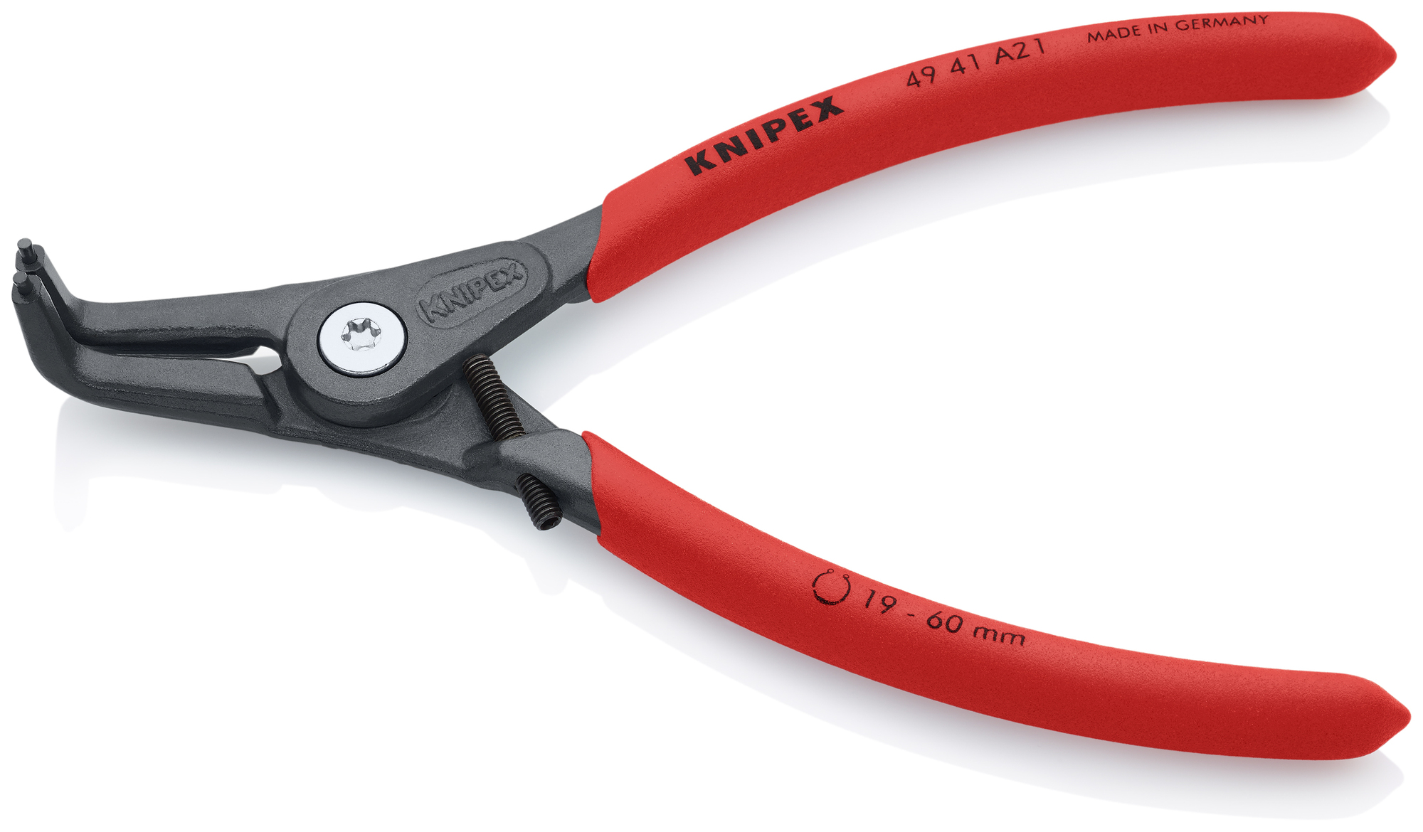 External 90° Angled Precision Snap Ring Pliers-Limiter, 6 1/2 in., Non-slip plastic, 5/64 in. Tips