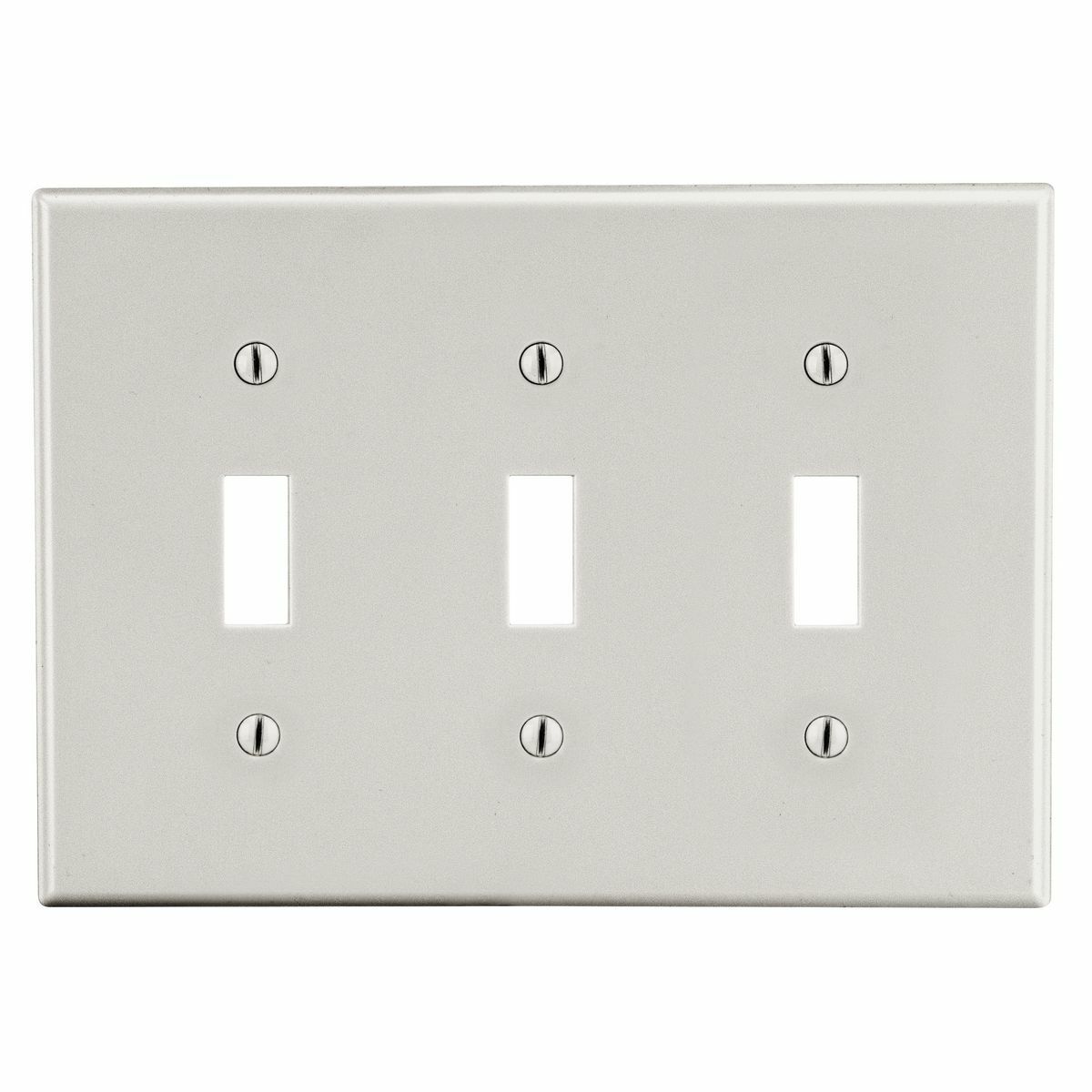PJ3LA Mid-Size Non-Metallic Wall Plate, 3 Gangs, 6.75 in W x 4.88 in H, Polycarbonate Thermoplastic, Light Almond