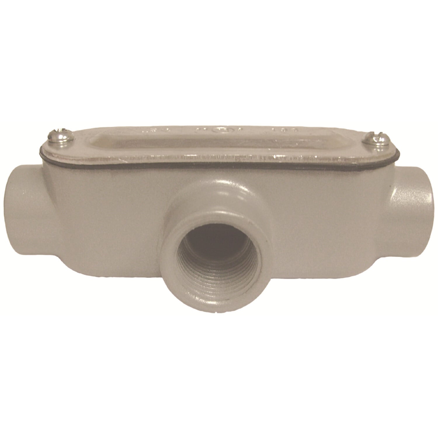 AT2CGKON AT Series Type T Conduit Body With Stamped Aluminum Flat Cover, Neoprene Gasket, 3/4 in Hub, Copper Free Die Cast Aluminum