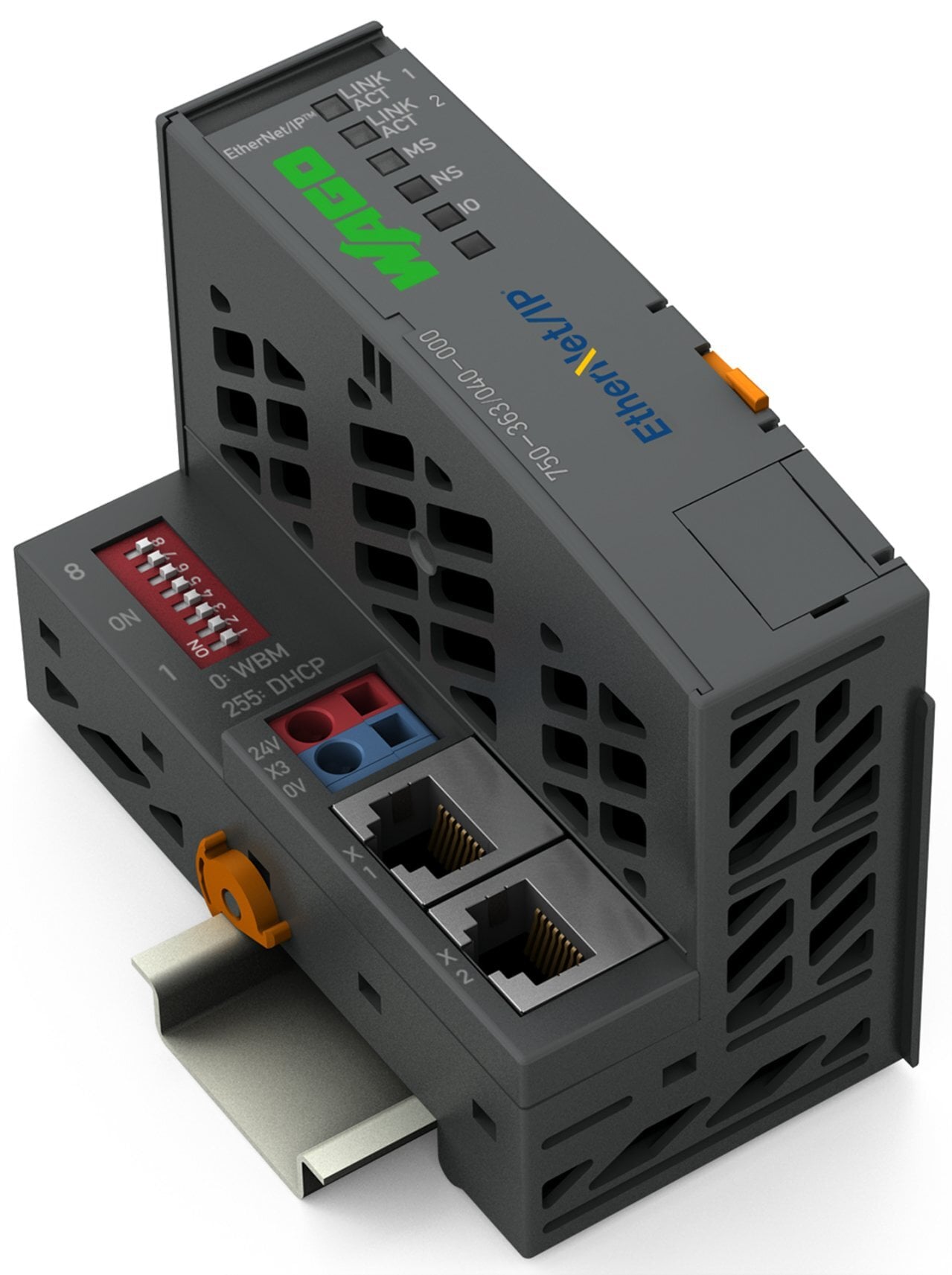 750-363/040-000 4th Generation Fieldbus Coupler, For Use With 750 XTR Series, 1.412 MJ Fire Load, DIN-35 Rail Mounting, Polycarbonate/Polyamide 6.6