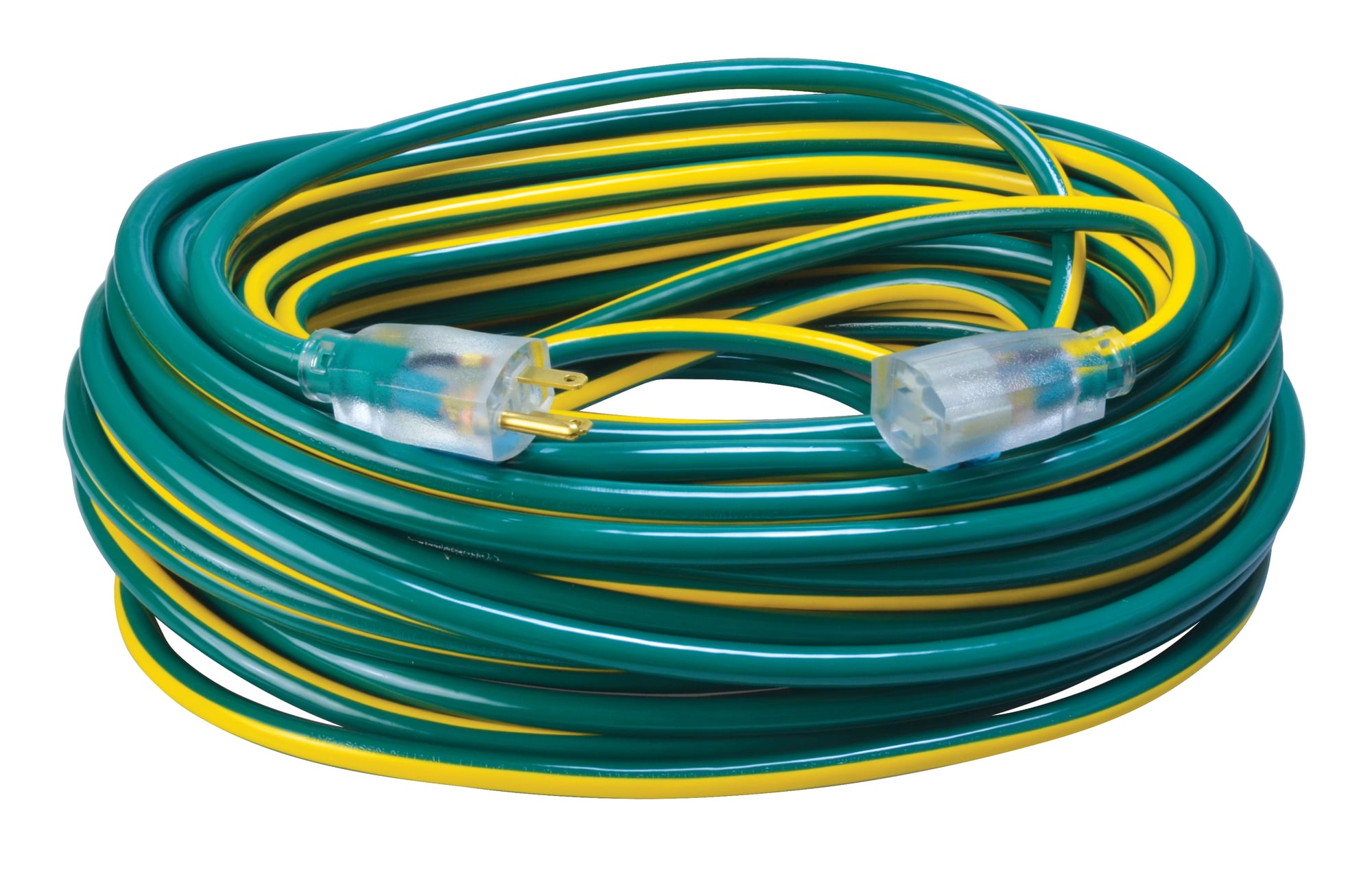2549SW0052 Stripes & Cool Colors Heavy Duty High Visibility Extension Cord With Power Light Indicator, 125 V, 15 A, 1875 W, 100 ft L Cord, 3 Conductors