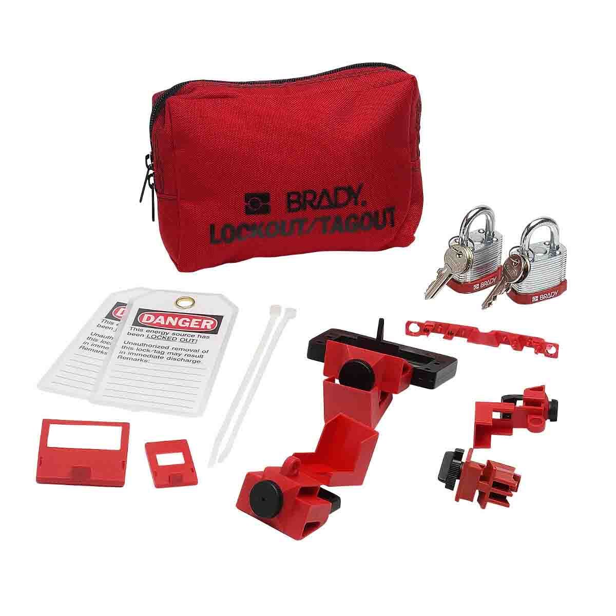 99297 Portable Breaker Sampler Pouch Lockout Kit, Filled, 12 Pieces, 4-3/4 in H x 7-1/2 in W x 2 in D, Language: English