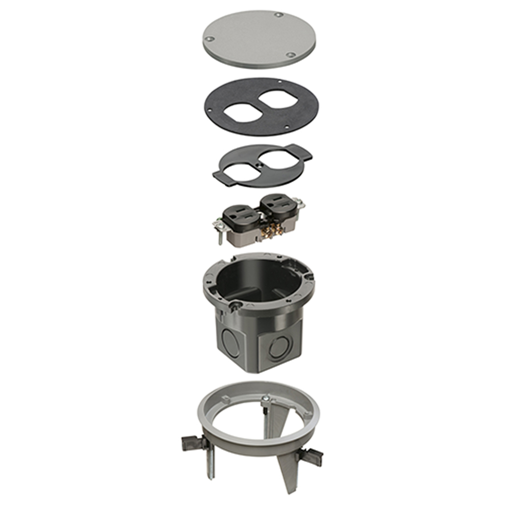 FLB4360GY DropIn Floor Box Kit, Plastic, 1 Gang
