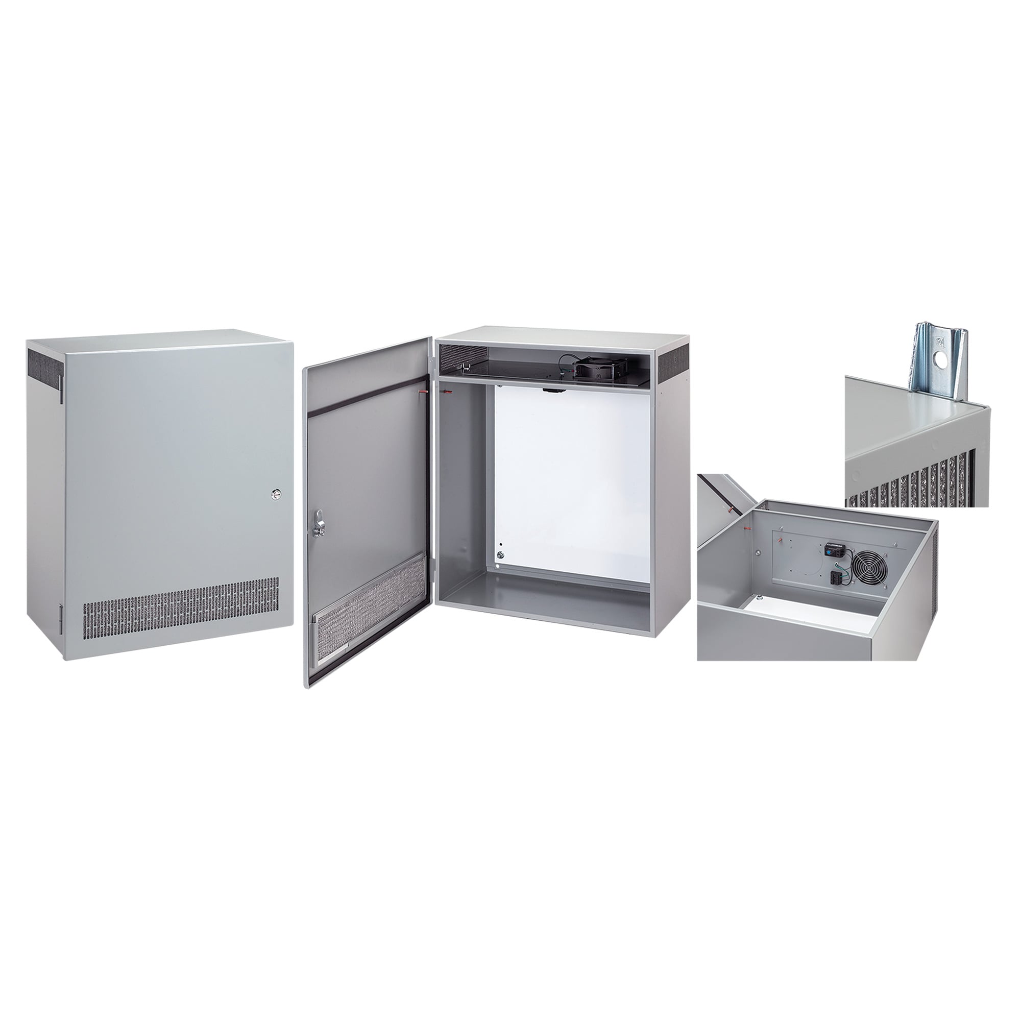 T1FLO T1F80LP A1DR Vented Enclosure With Fan, 28 in L x 24 in W x 12-3/4 in D, NEMA 1/IP20 NEMA Rating, Steel
