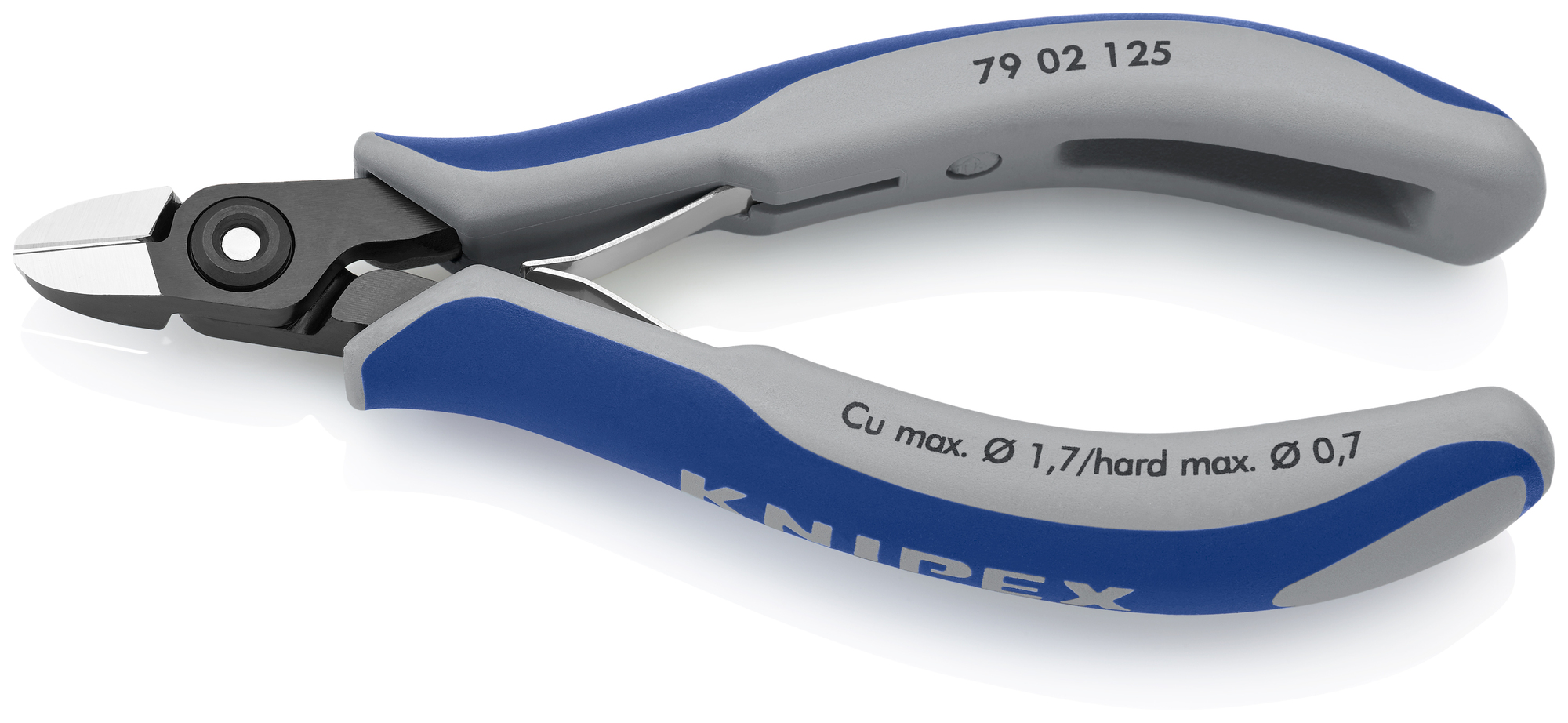 Electronics Diagonal Cutters, 5 in., Multi-Component, Polished, Semi-Flush with very Small Bevel Cut, Tapered Head, Up to 1/32 in. Hard Wire