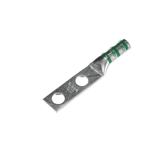256-30695-1161 Color-Keyed 2-Hole Non-Insulated Compression Lug With Peep Hole, 1 AWG Copper Conductor, Die Code: 37, 3/8 in Stud, Copper