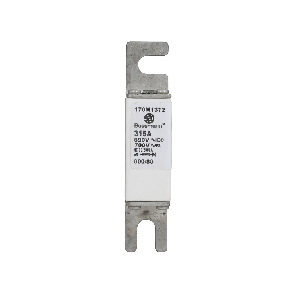 170M1372 Type 80 High Speed Fuse, 315 A, 690 V AC, 200 kA Interrupt, Class: aR, Square Body