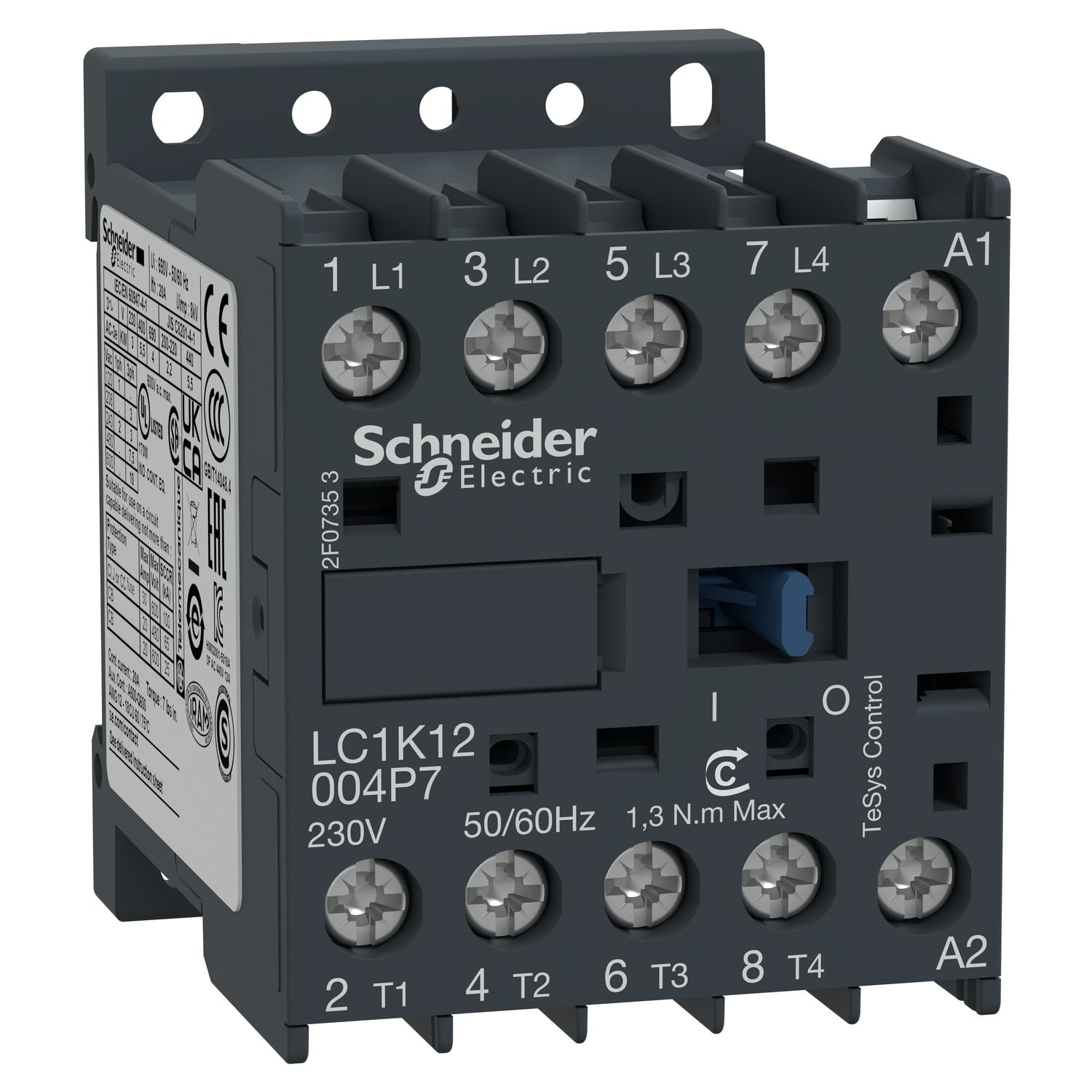 LC1K12004P7 TeSys K LC1K Non-Reversing IEC Contactor, 230 V AC V Coil, 16/20 A, 4NO Contact, 4 Poles
