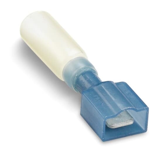 14RBS-251TX Sta-Kon Fully Insulated Heat Shrinkable Male Tab, 16 to 14 AWG Conductor, 0.25 in W x 0.32 in THK Tab, Brass, Blue