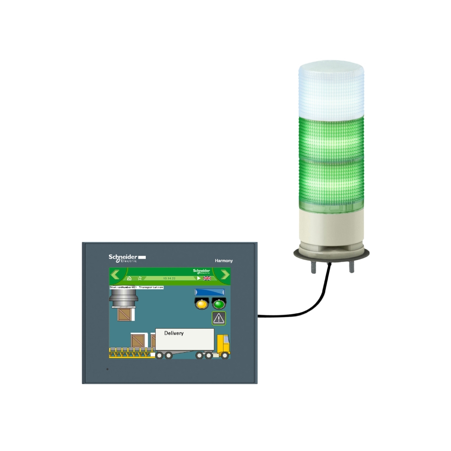 XVGU3SWV Harmony USB Configurable Monolithic Tower Light With Buzzer, 5 V DC, LED Lamp, 3 Lights, Clear
