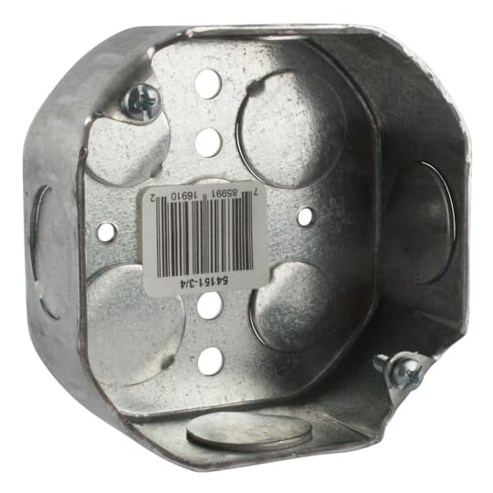 54151-3/4 Steel City Drawn Style Box, Steel, 15.8 cu-in Capacity, 1 Outlets, 7 Knockouts, 1-1/2 in D